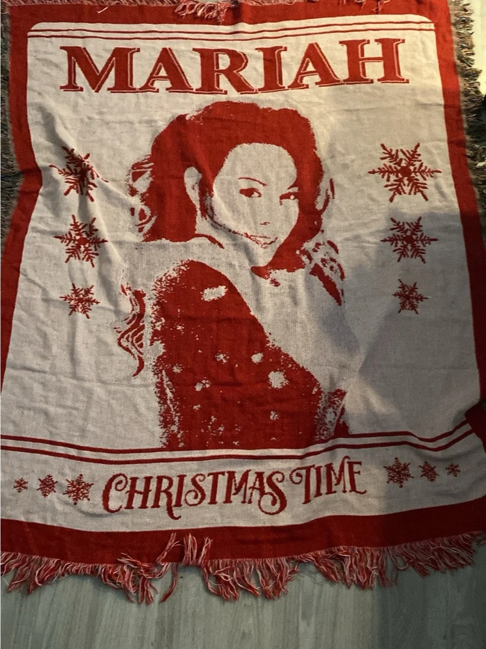 Mariah Red and White Christmas Throw Blanket - Holiday Home Accent